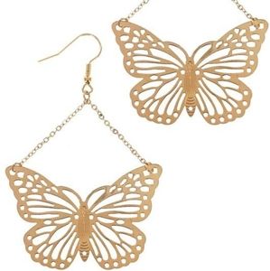 Gold Butterfly Drop Earrings